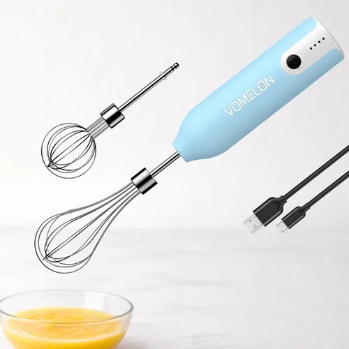 Vista 10 de Batidora de mano eléctrica con varillas Batidora de huevos recargable inalámbrica de mano con 2 cabezas de mezcla de acero inoxidable Batidora