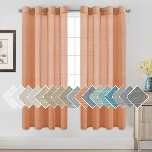 Vista 130 de H.VERSAILTEX Cortinas de lino de mezcla natural para sala de estar/cortinas de lino semitransparentes reductoras de luz de 54 pulgadas de largo