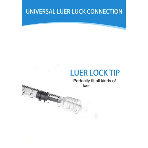 Vista 2 de Jeringa Luer Lock de 1 ml - Jeringas estériles desechables (paquete de 30), empaque sellado individual