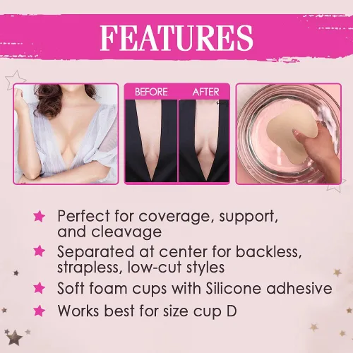 Vista 4 de Hollywood Fashion Secrets Copas de silicona para contorno de pecho autoadhesivas reutilizables hipoalergénicas talla D