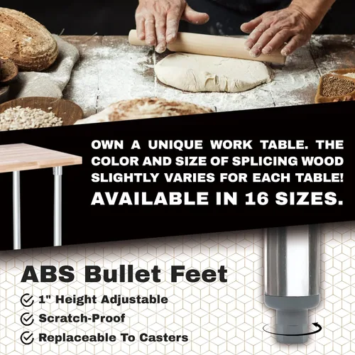 Vista 4 de Mesa de trabajo de madera con parte superior de arce estadounidense – 24 x 24 x 35 pulgadas, banco de trabajo de madera con base abierta