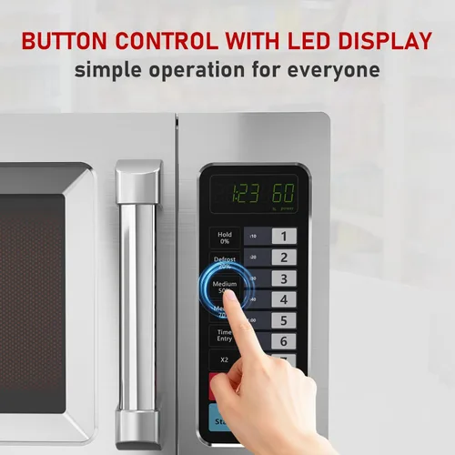 Vista 5 de CROSSON Horno microondas comercial para encimera de 25L con 10 menús de memoria programables, 5 niveles de potencia, 3 etapas de cocción y control