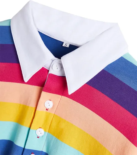 Vista 3 de Remidoo Sudadera corta de manga larga con cuello medio botón para mujer