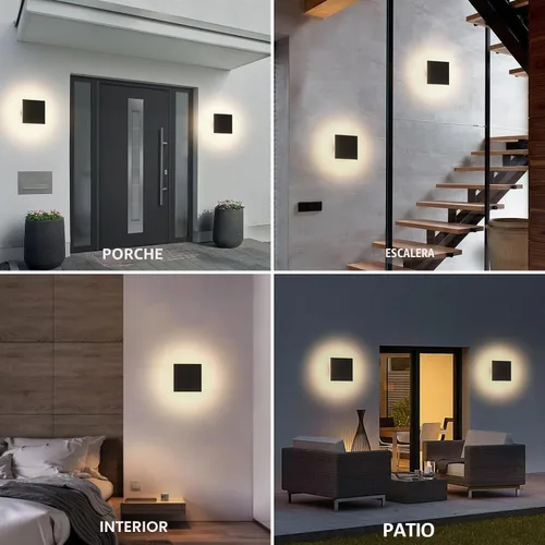 Vista 5 de Lámpara de Pared LED para Exteriores Luz de Porche Moderna Luz de Patio para Casa Aplique de Pared Exterior de Aluminio Impermeable Luces de Porche