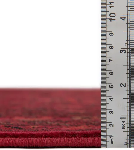 Vista 2 de Unique Loom Tekke Collection Zeravshan - Alfombra (3 pies 1 pulgada, redonda, rojo/negro)