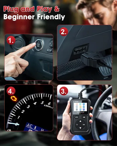 Vista 2 de Escáner OBD2 Lector de código de automóvil Soporte de prueba de voltaje Plug and Play Fixd Car CAN Herramienta de escaneo de diagnóstico Leer