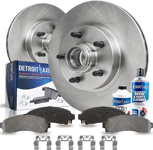 Vista 24 de Detroit Axle - Juego de 6 piezas de rotores de disco de freno delantero + pastillas de freno cerámicas de repuesto para Land Rover LR3 Range Rover