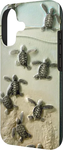 Vista 2 de Funda para iPhone 17, diseño de tortugas marinas color verde bebé