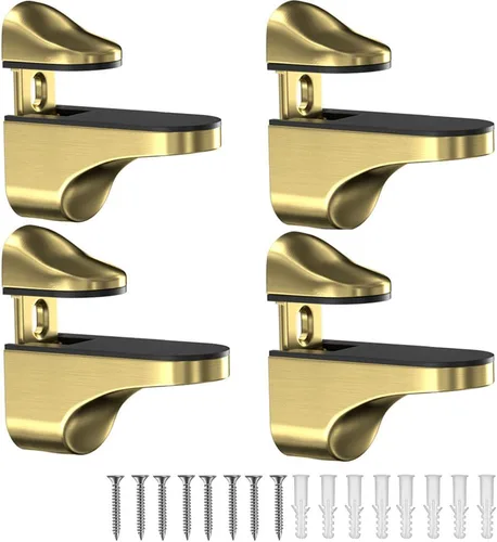 Vista 7 de Soporte de pared ajustable para estante de madera/vidrio, negro, paquete de 2