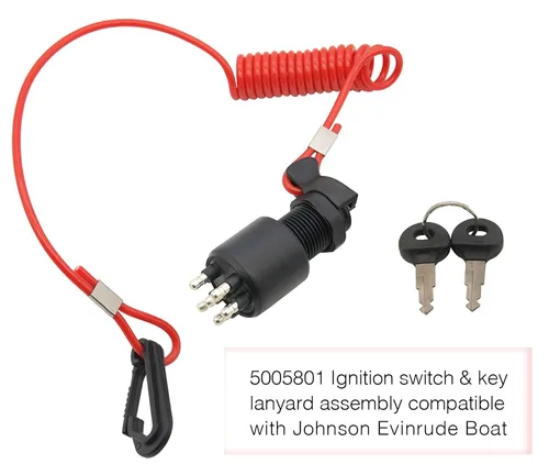 Vista 6 de 5005801 Interruptor de llave de encendido compatible con OMC Johnson Evinrude 40-200HP Reemplazo de motor fuera de borda 175974 5005801 Interruptor