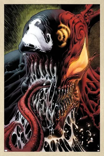 Vista 6 de Trends International Marvel Comics - Carnage - Póster de pared con veneno dividido en la cara, 14.725 x 22.375 pulgadas, versión enmarcada de madera