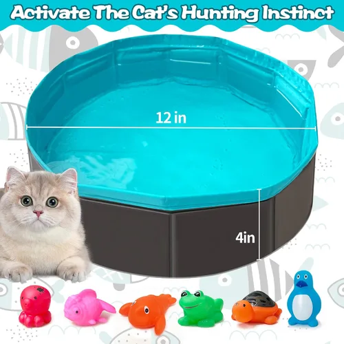 Vista 3 de Juguete de piscina para gatos, juguetes de agua para gatos, los mejores juguetes para gatos aburridos de interior, juguetes de caza para gatos