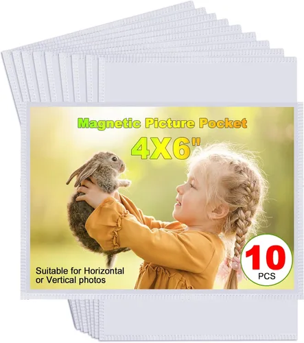 Vista 44 de CHUNNIAO Paquete de 24 imanes de fotos para refrigerador, más solución para mostrar tus fotos, 12 marcos de fotos para refrigerador y 12 hojas