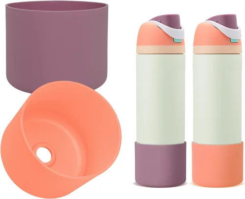 Vista 18 de 2 botas de silicona compatibles con Owala FreeSip de 24 onzas, funda protectora superior para botella de agua, reducción de ruido, cubierta inferior