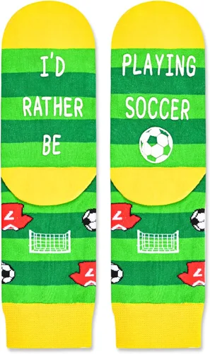 Vista 4 de HAPPYPOP Calcetines de fútbol para niños, calcetines de fútbol para niños de 6 a 8 años, regalos de fútbol para niños y niñas, regalos de fútbol