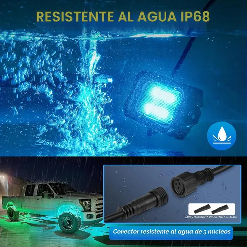 Vista 7 de MICTUNING C2 Max RGB+IC Chasing Color Rock Lights - 2 piezas (no incluye controlador)
