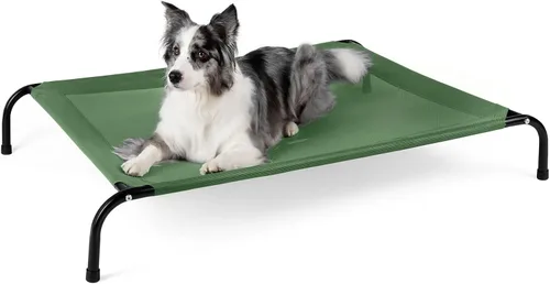 Vista 12 de Cama elevada refrescante para perros con protectores de piso antideslizantes y malla transpirable, hamaca cuna elevada para interiores y exteriores