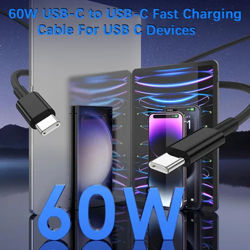 Vista 3 de Cargador para iPhone 17 de carga rápida, paquete de 2 adaptadores de alimentación USB C de 45 W y cable USB C a C de 10 pies tipo C para iPhone 17