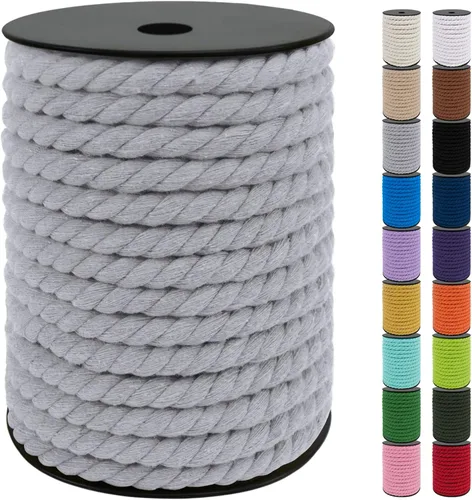 Vista 27 de JeogYong Cordón de algodón de 10mm, 22.86 metros de cuerda natural para macramé, hilo de 3 hebras torcido, cuerda para macramé para manualidades