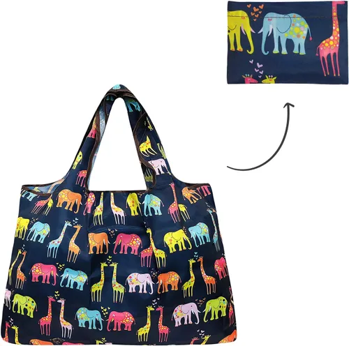 Vista 5 de allydrew Bolsa de comestibles reutilizable de nailon plegable grande