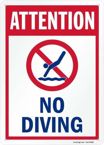 Vista 10 de SmartSign Letrero "Attention - No Diving" Aluminio de 12 x 18 pulgadas