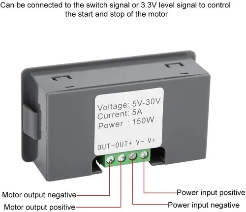 Vista 4 de DEWIN Controlador de velocidad del motor DC Controlador de motor DC5V ~ 30V 150W codificador PWM Control velocidad ajustable Interruptor giratorio