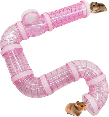 Vista 9 de 8 piezas de tubo de túnel de hámster DIY surtido de juguete transparente de aventura tubo de juego juego de ejercicios para ratón, hámster sirio