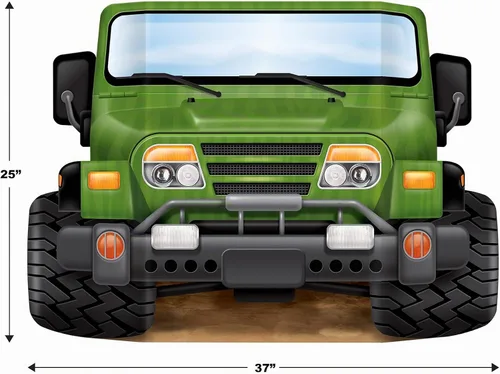 Vista 6 de Beistle Jungle Safari Jeep Photo Prop - Telón de fondo para fiesta de cumpleaños, multicolor Explorer Theme Birthday Parties, Zoo Adventures or