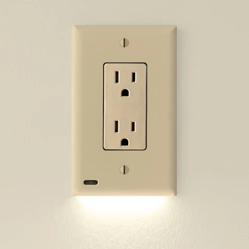 Vista 10 de SnapPower Guidelight, placa cobertor de salida con luces de noche LED
