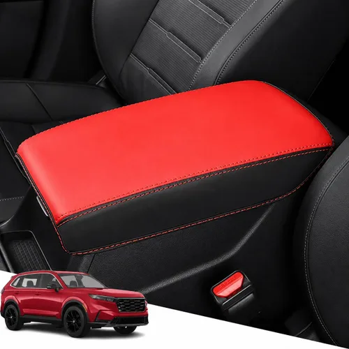 Vista 42 de Great-luck Funda de cuero para consola central, almohadilla para reposabrazos, accesorios de cubierta de caja (costuras rojas) para BMW X1 2023 2024