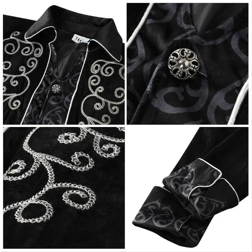 Vista 7 de Chaqueta gótica steampunk vintage para hombre, abrigo victoriano, uniforme de Halloween