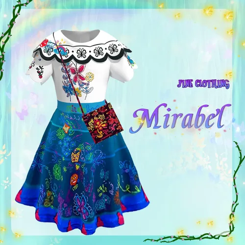 Vista 5 de Almce Disfraz de Isabella Encanto Mirabe, vestido de princesa de dibujos animados, disfraz de Halloween para parrillas
