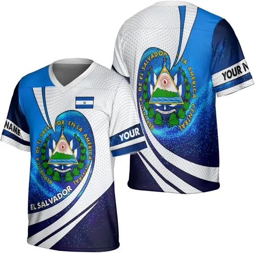 Vista 10 de Camiseta de fútbol de El Salvador personalizada de El Salvador Jersey de fútbol de El Salvador para hombres, camisas de El Salvador 3D