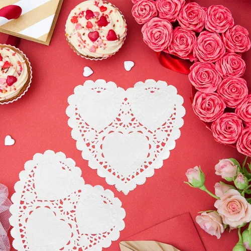 Vista 3 de 200 piezas de juguetes de San Valentín con forma de corazón de 4 pulgadas con encaje para el día de San Valentín, manualidades, boda, cumpleaños