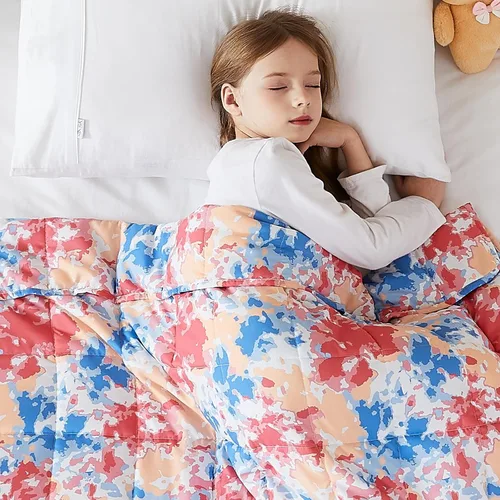 Vista 18 de L'AGRATY Manta con peso de 5 libras, para regazo, manta pequeña y portátil para adultos, refrescante, para viajar, relajarse y dormir, para todas