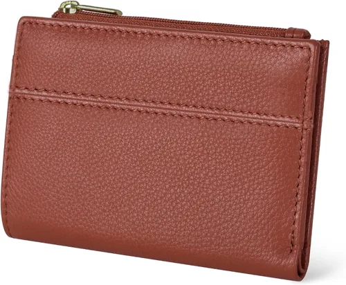 Vista 8 de Billetera Oak Leathers para mujer de piel de grano completo - Pequeña con protección RFID, monedero para monedas, tarjetero de crédito y DNI