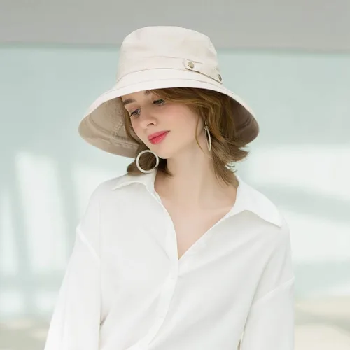 Vista 5 de Somaler Sombreros de sol de ala ancha de algodón para mujer, UPF50+, con protección UV, para playa, para viajes