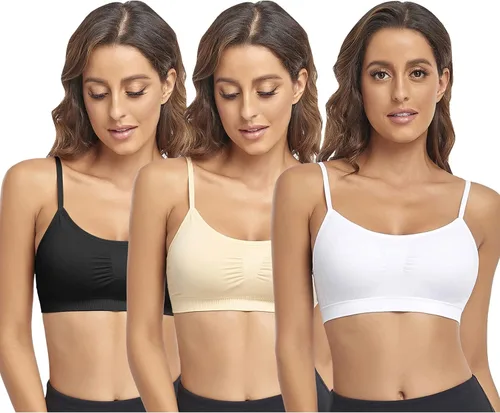 Vista 15 de Litthing Bralettes Padded for Women Cami Strap Bra Seamless Sportsbra Wireless Comfort Yoga Lightly T-Shirt Tank Tops