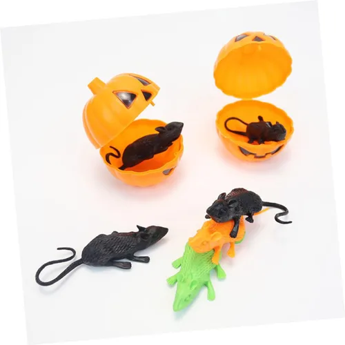 Vista 5 de 18Pcs Halloween Simulation Mouse Ornaments Soft Tricky Animal Props for Scary Pranks and Festival Decorations in Black Orange Green
