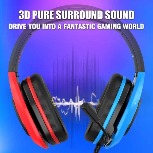 Vista 8 de BENGOO G9500 - Auriculares para juegos para PS4 Xbox One PC Controller auriculares sobre la oreja con micrófono de cancelación de ruido de 720 luz