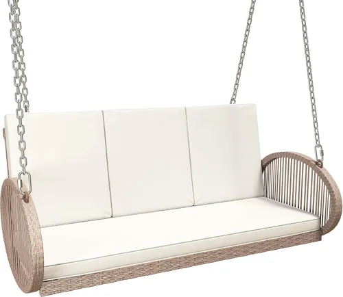 Vista 4 de YITAHOME Columpio colgante para porche para 3 personas, color beige