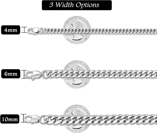 Vista 5 de Jewlpire - Cadena de eslabones cubanos chapada oro 18 quilates para hombres, mujeres o niños, corte diamante, acero inoxidable 316L de 18, 20, 22