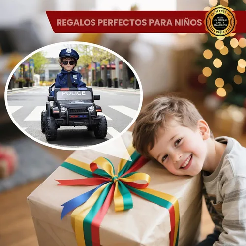 Vista 7 de TOBBI Coche de policía de 12 V con control remoto para que los niños