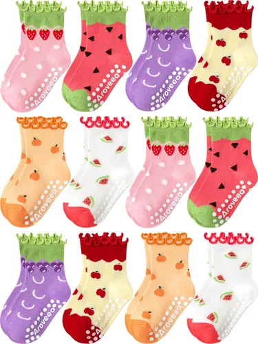 Vista 10 de Calcetines para niñas pequeñas, paquete de 12 calcetines de algodón para bright rainbow