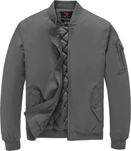 Vista 11 de TBMPOY - Chaqueta de hombre para el otoño, chaqueta de invierno, rompevientos, bomber, con cremallera, acolchada, de softshell, cálida