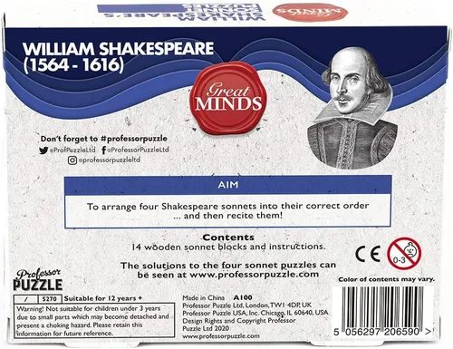Vista 7 de Great Minds Shakespeares Sonnet 3D Brain Teaser Puzzle