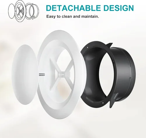 Vista 2 de HG Power Cubiertas de Ventilación de Aire de 3 Pulgadas, Ventilación de Sofito Ajustable de ABS, Difusor de Techo Redondo para Sala de Estar