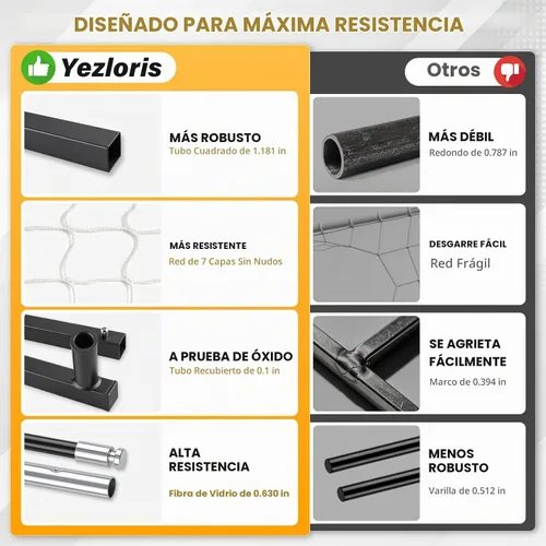 Vista 5 de Portería de fútbol de 12 x 6 pies con objetivo de precisión de 10 agujeros, marco resistente