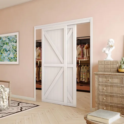 Vista 16 de 5-Panel Closet Doors, 48"(Double 25") x 80" Sliding Door for Bedrooms