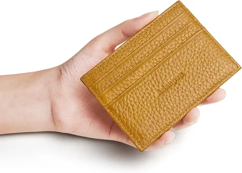 Vista 23 de Cartera de tarjeta de crédito de cuero genuino, billetera minimalista, inserciones de billetera delgada, 003, Estuche para tarjetas de crédito